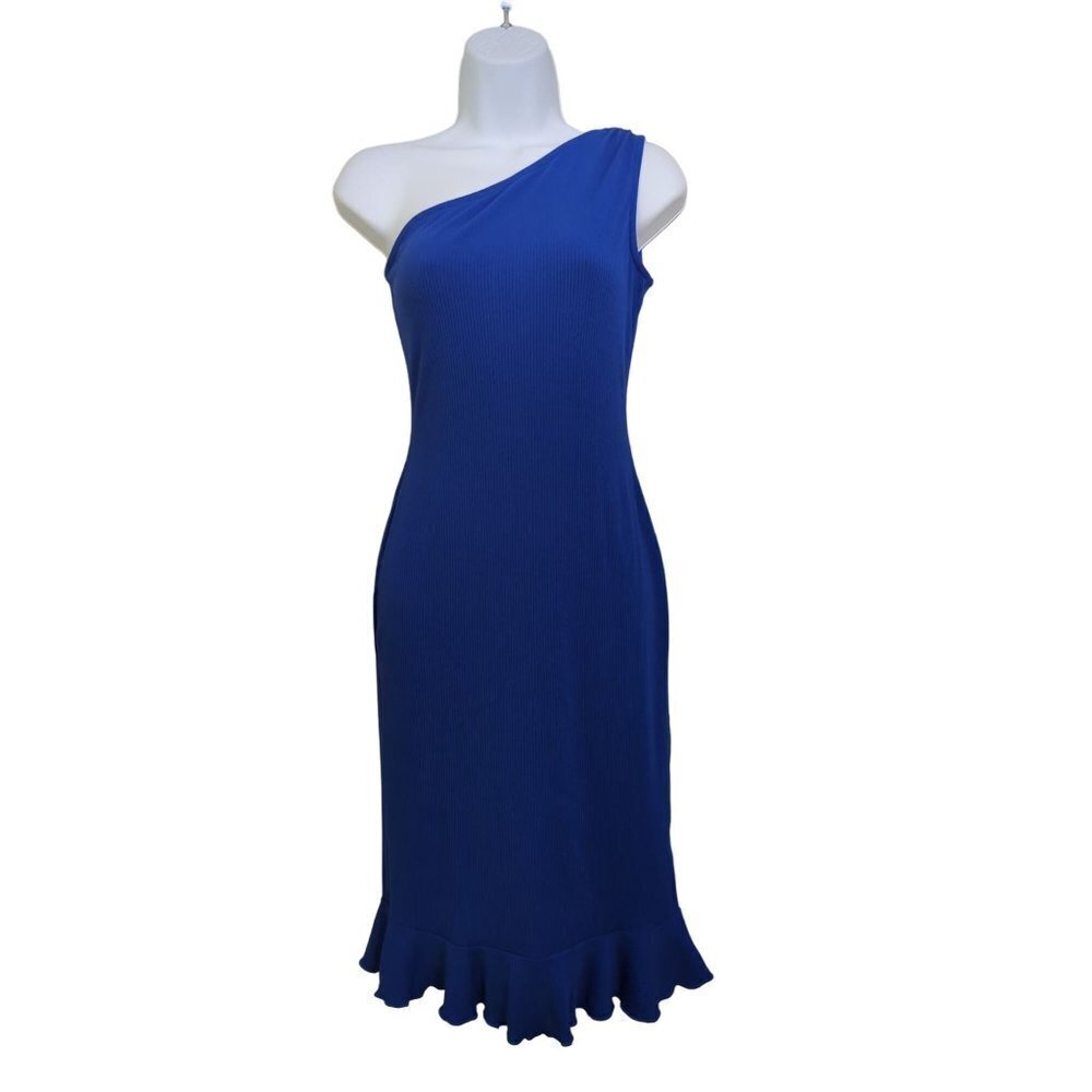 Duiah Women's One Shoulder Royal blue dress with ruffle (NWT) Size XS